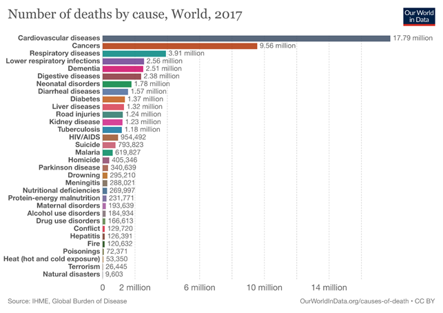 Numero di cause di morte nel mondo, 2017